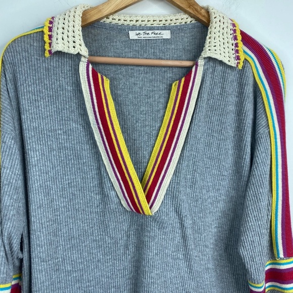 We The Free People Top S Feeling Magical Ribbed Oversized Crochet Rainbow Pride - Picture 4 of 12